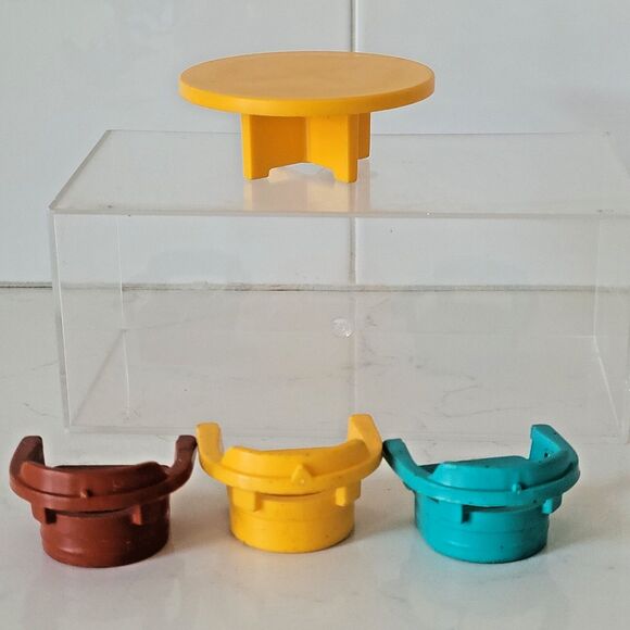 Vintage Fisher Price Little People Yellow Round Table With 3 Chairs Mixed Lot - Picture 8 of 9